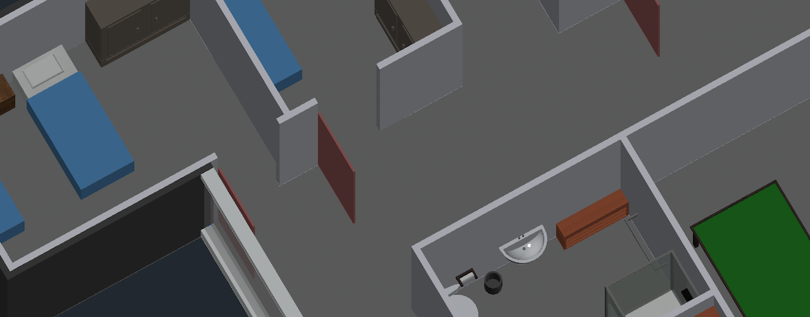 above view of a design of inside of a building with room layouts