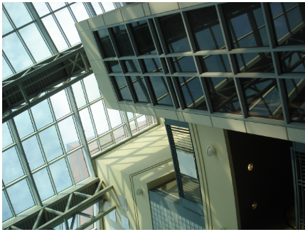 shows class roof with inside glass structures